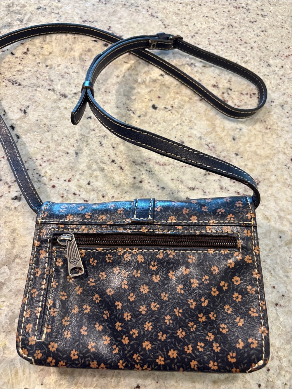 Patricia Nash Navy Floral Crossbody Bag with Buckle Closure - Picture 4 of 5